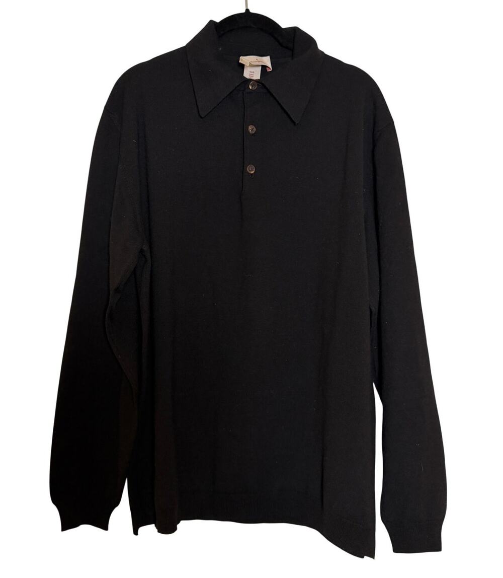 Ermenegildo Zegna Black Wool Polo Sweater XL